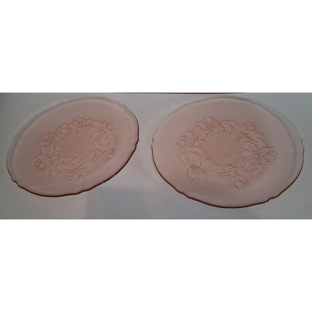Arcoroc Pink Glass Rose Pink Rosaline Frosted Set Of 2 Dinner Plates 10 1/4"